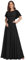 Ever-Pretty Robes de Demoiselle d'honneur Col Rond Manches Longue Grand Taille Robe Soirée Femme Longue Noir 52