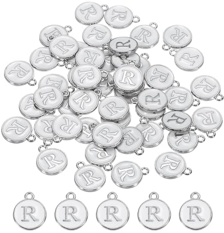 QUARKZMAN Buchstabe-A Emaille Buchstabenanhänger Schmuckanhänger Emaille | Initialanhänger Weißer Anhänger für Schmuckherstellung, Armband, Handwerk, Packung