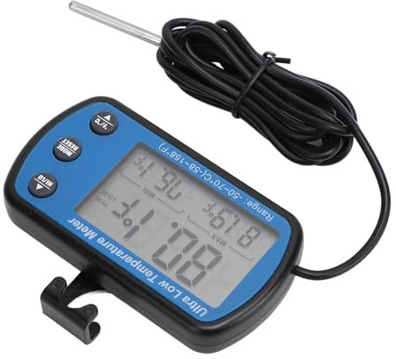 Kühlschrank? 50 Bis 70 ℃ Digitales LCD -Display mit Alarm Genauer Gefrierentemperaturmesser für Laborlabor -LCD -Stütze und Temperatur? 50? 70 ℃ 58 158 ℉ Einfacher Kühlschrank