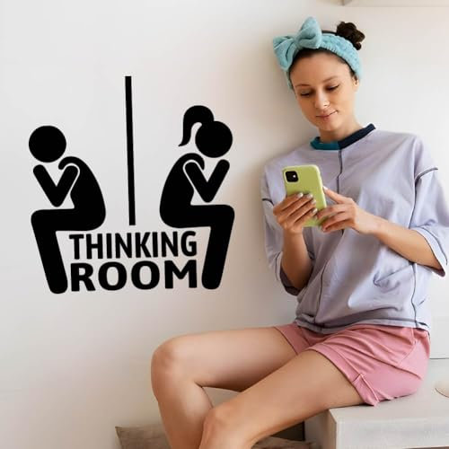 SUPERDANT 3PCS Stickers Muraux autocollant Mural en Vinyle Noir pour Toilettes Décoration Murale Sticker Mural Amusante pour Salle de Réflexion Autocollants Décoratifs