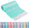 Strandtuch XXL Sandfrei Hamamtuch 90X200 Türkis Gestreift Badetuch Strand Schnelltrocknende Handtuch Groß Damen Beach Bath Towels Hamamtücher Strandhandtuch Baumwolle Strandlaken Dünn
