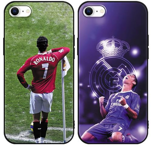 2 Stück Handyhülle für Apple iPhone 8 iPhone 7 iPhone SE 2022/2020 Hülle 4.7, Fußball Legend Player Cool Mode Sport 7 Muster Case Weich Silikon Stoßfest Cover Schutzhülle für Fans, Jungen