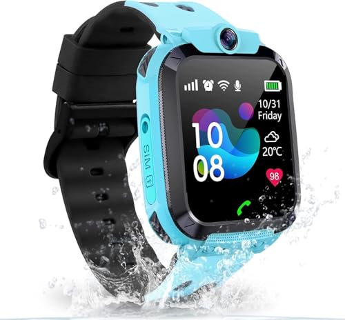 Reloj Inteligente Niños GPS, Smartwatch Niños Telefón y Llamadas, Reloj GPS Niño Localizador, IP68 Impermeable, SOS, Chat de Voz, Cámara, Juegos, Despertador, Estudiantes Niño Niña Regalo para Años
