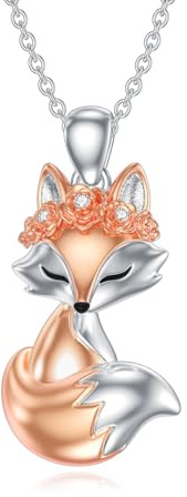 LABBAO Diamant Fuchs Kette für Damen 925 Sterling Silber Fox Anhänger Halskette mit Lab-Grown Diamant Schmuck Geschenke