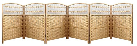 4/5/6 Panels Short Room Divider,Freestanding Separating Partition Wall,Rattan Room Partitions,for Living Room Study Office Dormitory(Beige,19.68 x 11.81in-6 panels)