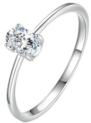 Epinki Verlobungsring 375 Weißgold, Klassiker Freundschaftsringe mit Labor Erstellt Diamant Ovalschliff, Pärchen Ringe 9K Echt Goldschmuck, Gr.54 (17.2)