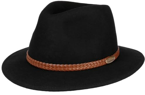 LIERYS Traveller Filzhut Herren Made in Italy Wasserabweisend Knautschbar Herbst Winter schwarz 56 cm