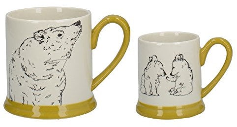 Creative Tops Into The Wild 'Little Explorers' Parent and Child Ceramic Printed Mugs - 'Bear and Cub' (Set of 2)