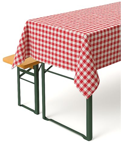 texpot Landhaus Tischdecke kariert 100% Baumwolle (130x320 cm eckig, rot-weiß kariert)