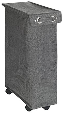 WENKO Cesto para ropa Corno con tapa, gris Prime moteado, estable cesto con barras de refuerzo y cuatro ruedas de marcha suave, 43 L de espacio en un compartimento, (An. x A x P): 18,5 x 60 x 40 cm