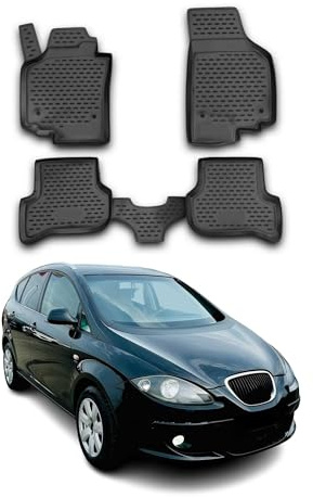 OMAC Fußmatten für Seat Altea 2005-2009 TPE 4X Schwarz | Gummimatten, Automatten, Allwetter, fahrzeugspezifisches Produkt, Antirutsch, 3D-Passform, wasserdicht