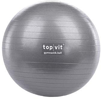 top vit Gymnastikball Gymnastic.Ball für Fitness- und Sportübungen in 3 Größen 55cm, 65cm und 75cm (Graphit, 65 cm)