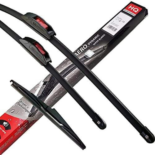 HQ AUTOMOTIVE Front+Rear Windscreen Wiper Blades fits MINI Cooper R56 2006-2012 3pcs Replacement Blades Graphite-Coated Natural Rubber No Smear Judder-Free Model AD91-911|HQ9A