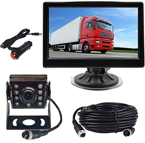 4Pin Car Backup Camera Parking Assistance System, 12V-24V 5 TFT LCD HD Color Rear View Monitor + 8 LEDs Night Vision Waterproof Reversing Reverse Camera