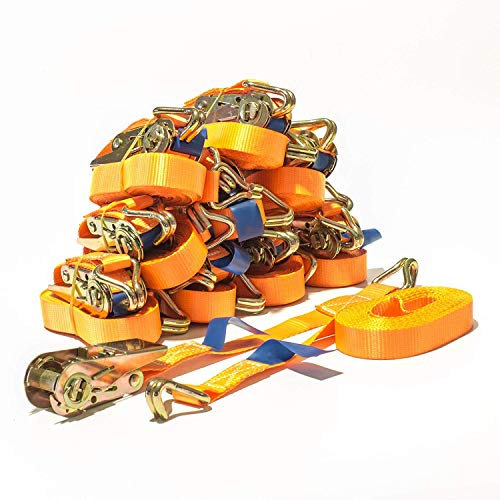 Spanngurt 800 kg 25 mm x 6 m zweiteilig mit Ratsche & Spitzhaken | DIN EN 12 195-2 | 100% Polyester | Hohe Zugkraft – ideal für sicheres Verzurren und Transport