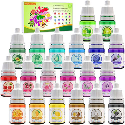 Colorante de Bomba de Baño, Líquido para Fabricación de Jabón - 20 Colores - para Kit de Suministros de Manualidades, DIY - 6ml Cada Uno