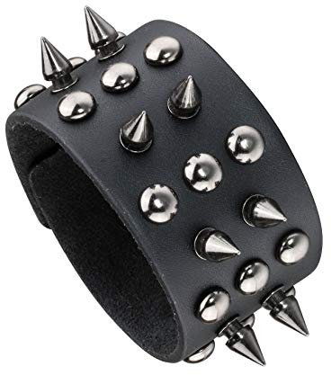 MILAKOO bracelet réglables en Cuir Bracelet Chaîne avec clous en métal style biker Simili cuir