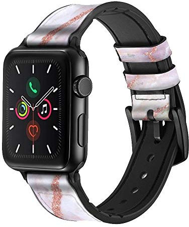 Innovedesire Soft Pink Marble Graphic Print Cinturino in Pelle e Silicone Smartwatch per Apple Watch iWatch Taglia 38mm/40mm
