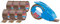 tesapack 64014 en Paquet de 6 - Ruban Adhésif à déroulement silencieux - Marron - 6 Rouleaux de 66 m & Dérouleur Manuel Pack'n'go Ergonomique pour rouleaux d'emballage - 50 m x 48 mm - Bleu