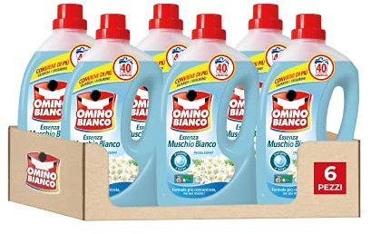 Omino Bianco - Flüssigwaschmittel für Waschmaschine, frischer Duft mit weißem Moschusssenz, 240 Waschladungen, 2000 ml x 6 Packungen