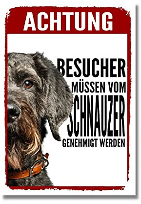 Schnauzer Genehmigung Dog Schild Spruch Türschild Hundeschild Warnschild Geschenkidee Sicherheitsschild Hund Privatgrundstück Hundewarnung Warnung vor dem Hund