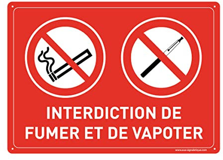 AUA SIGNALETIQUE - Panneau Prépercé (4 Trous) avec Angles arrondis - PVC Rigide 1.5 mm - (210 x 150 mm, Interdiction de Fumer et de Vapoter)