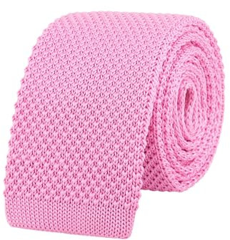 WANYING Herren 5.7cm 2.25 Schmale Krawatte Strickkrawatte Gestrickte Narrow Krawatte Knit Tie Retro Vintage Casual Büro Basic - Einfarbig Hellrosa
