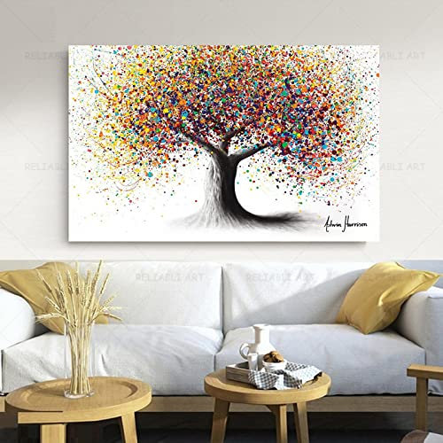 Abstrakte Leinwand Wandkunst Gemälde Regenbogen Seele Baum Bunte Baum Pflanzen Bilder Kunst Poster Für Wohnzimmer Dekor 50x75cm (20x30in) Innenrahmen
