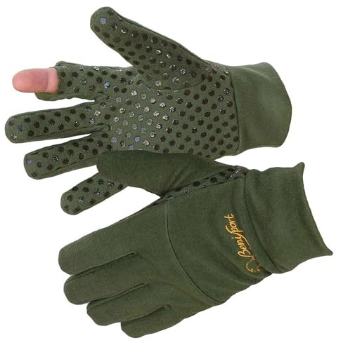 BENISPORT Guantes de montañana Finos Antideslizantes de Color Verde, Dedo Fuera - Outdoor | Tiro | Caza