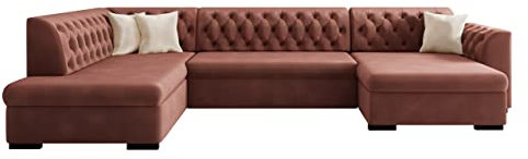 Ecksofa Gerdin mit Bettkasten und Schlaffunktion, U-Form Sofa, Eckcouch, Polsterecke mit Bettfunktion, Couch, Couchgarnitur, Wohnlandschaft (Seite: Rechts, Magic Velvet 2258 + Magic Velvet 2250)