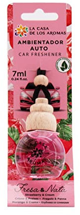 La Casa de los Aromas - Ambientador de Coche con Colgador - Fragancia Intensa y Duradera - Ambientador con Aceites Naturales - Aroma Fresa y Nata - 7 ml