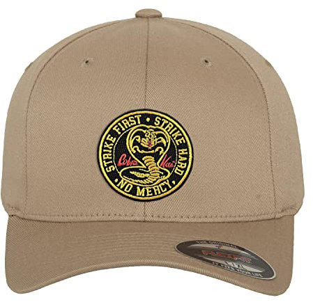 Cobra Kai Offizielles Lizenzprodukt Patch Flexfit Cap (Khaki), Groß/X-Large