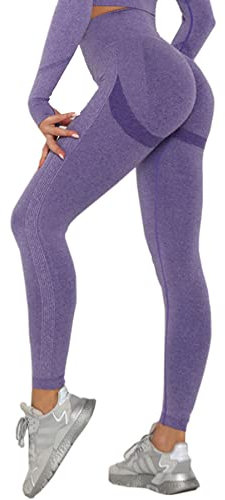 Merlvida Scrunch Butt Mallas opacas para mujer, cintura alta, sin costuras. Diseño push-up, estilo Boom Booty. Pantalones deportivos con control de abdomen, para yoga, fitness y entrenamiento, L