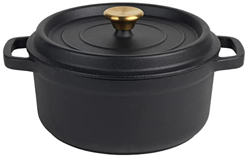 Russell Hobbs RH02524BEU7- Pentola in ghisa da 20 cm, mantiene il calore, utilizzabile in forno fino a 240°C e su fornelli a induzione, rivestimento interno in smalto resistente, 2 litri, nero