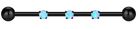LAURITAMI Industrial Piercing Bar 38mm 14G Barbell Edelstahl Opal Zirkon Kristall Cartilage Ohrringe Scaffold Ohr Piercing