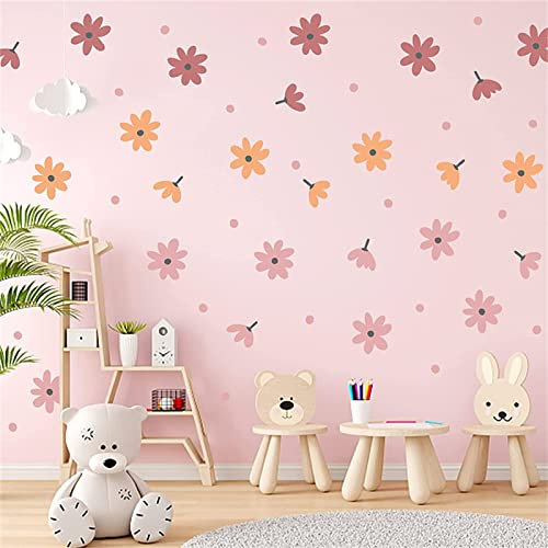 Sarah Duke 44 Stück Daisy Wandaufkleber DIY Wandtattoo Kinderzimmer Mädchen Selbstklebend Wandsticker Aufkleber Wandtattoo Wandbild Babyzimmer Decor
