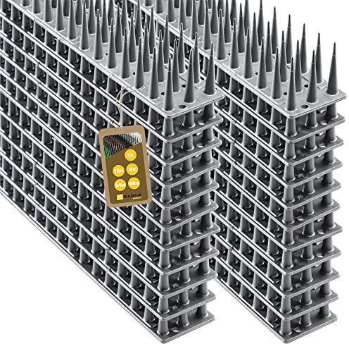 KADAX 24 Stück Vogelabwehr Spikes, Kunststoff, 51x4x3,5 cm, 3-reihig, für Tauben, Katzen, Marder, Zaun, Balkon, Dach, Fensterbank, robust und wetterbeständig, frei zuschneidbar, Silber