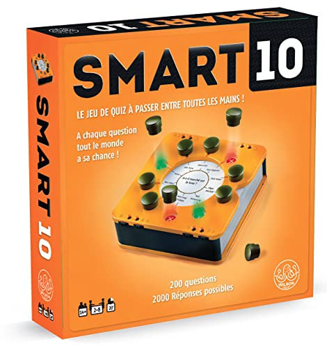 Wilson jeux -Smart 10 Klassische französische Version | lustiges und kompaktes Quizspiel – Nomadisches Quizspiel für 2 bis 8 Spieler ab 14 Jahren | Quizspiel mit 100 doppelseitigen Fragekarten MA001