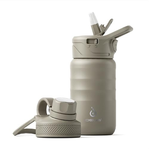 IDEUS Vakuumisolierte Wasserflasche, 12oz (360ml) Edelstahl Doppelwand Flasche Metall Sport Kantine mit auslaufsicherem Schraubverschluss (Seladon)