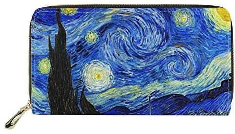 HUGS IDEA Buttefly Print Damen Lange Geldbörse PU Leder Reise Aufbewahrung Geldbörse, Van Gogh Sternennacht, Casual