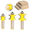 Sinoprotools Bullnose Bead Router Bits, 1/2-Inch Shank 3 Bits Set, Half Round Beading Bits, Edge Roundover Corner Woodworking Milling Cutter, Radius 1/8'', 1/4'', 5/16
