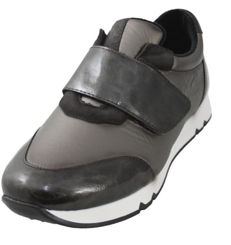 DOCTOR CUTILLAS - Scarpa casual da donna in velcro, con suola bianca in gomma, scarpe da ginnastica con soletta rimovibile, in vernice, per: donna, marrone, 36 EU