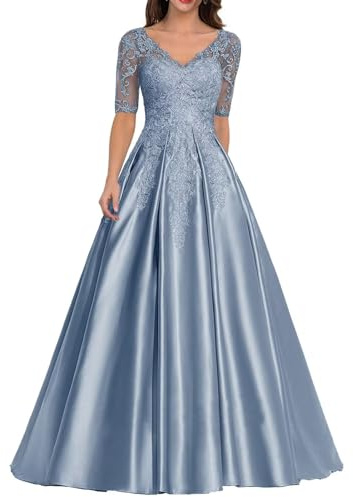 Sincemeet Abiti da Donna in Raso per la Madre della Sposa Abito da Sera Formale in Pizzo Abito da Ballo Lungo con Scollo a V