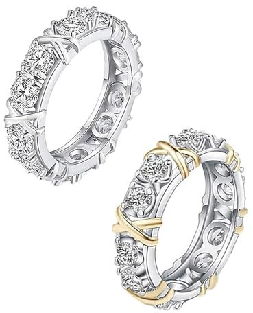 IMMUNOTRAX Moissanit-Magnetologie-Ring, Moissanit-X-Kreuzring, Linderung der Durchblutung und Lymphknoten Zirkon-Magnetringe Gewichtsverlust (Silver+Gold,9)