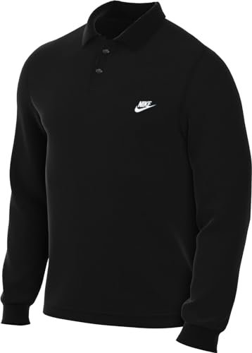 Nike Herren M NK Club Knit LS Polo Shirt, Black/White, XL