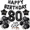 Deko 80. Geburtstag Mann Schwarz Tortendeko Luftballons Party Ballons Dekoration Jahre Frau