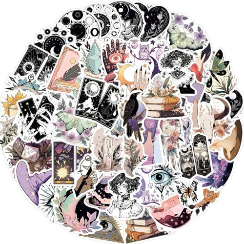 Vintage Aufkleber, Sticker Aesthetic für Wasserflaschen, Scrapbooking, Laptops,Wasserfeste Vinyl Aufkleber für Kinder Mädchen Jugendliche (Witch)
