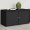 Homgoday Gabinete de almacenamiento para jardín, color negro, 110 x 55 x 60,5 cm, de ratán sintético, para exteriores, muebles