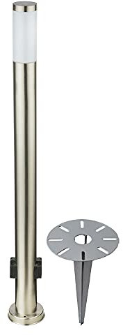 GLOBO LED Außenstehlampe silber Erdspieß Wegeleuchte Edelstahl Gartenlampe 2x Außensteckdose, 7W 560lm warmweiß, DxH 7,6 x 110 cm