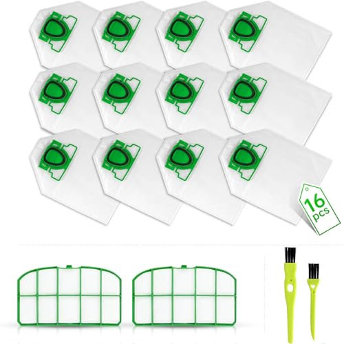 Sacchetti Folletto VK200 VK 220S FP200 12 sacchetti,Per Vorwerk Folletto Sacchetti Filtri Parti di Ricambio di Accessori Kit(12 Sacchetti +2 Filtri HEPA+1 spazzole) (12 Pezzi)